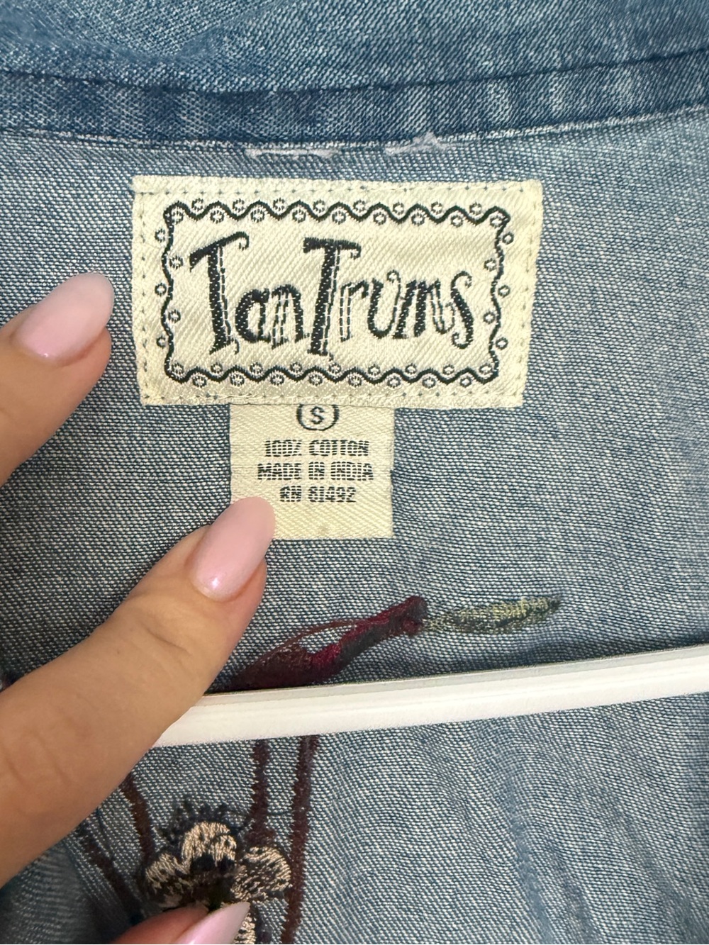 Tantrums Light Blue Embroidered Denim Shirt - Picture 3 of 6